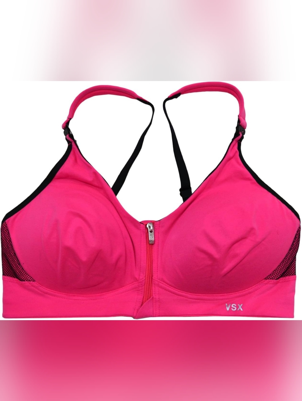 Victoria's Secret High-Impact Sports Bra VSX Freestyle Front-Zip Pink Black 32C